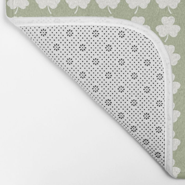 Clovers XXVI Natural Green Botanical Pattern Bath Mat Gallery Image 2