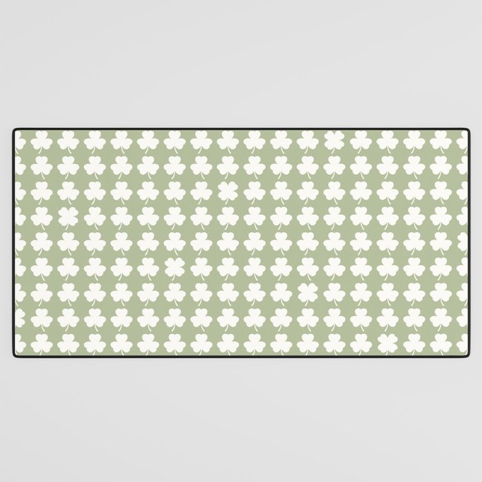 Clovers XXVI Natural Green Botanical Pattern Desk Mat Gallery Image 3