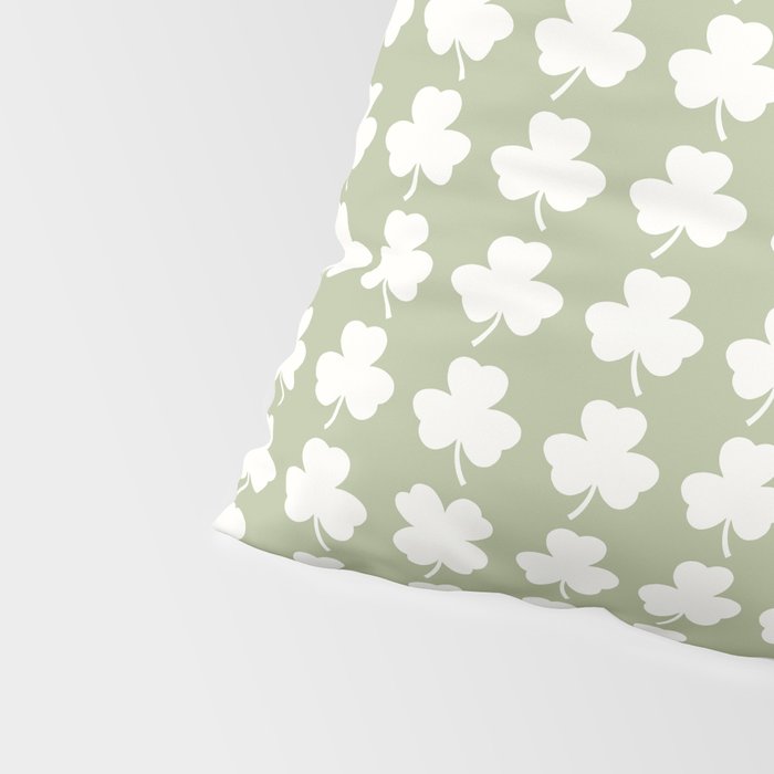 Clovers XXVI Natural Green Botanical Pattern Pillow Sham Gallery Image 4
