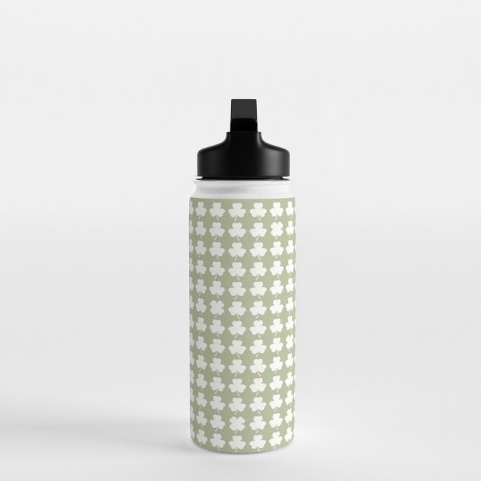 Clovers XXVI Natural Green Botanical Pattern Water Bottle Gallery Image 3