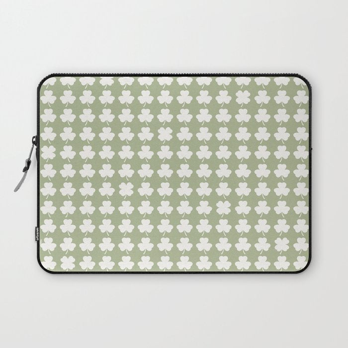 Clovers XXVI Natural Green Botanical Pattern Laptop Sleeve Gallery Image 1