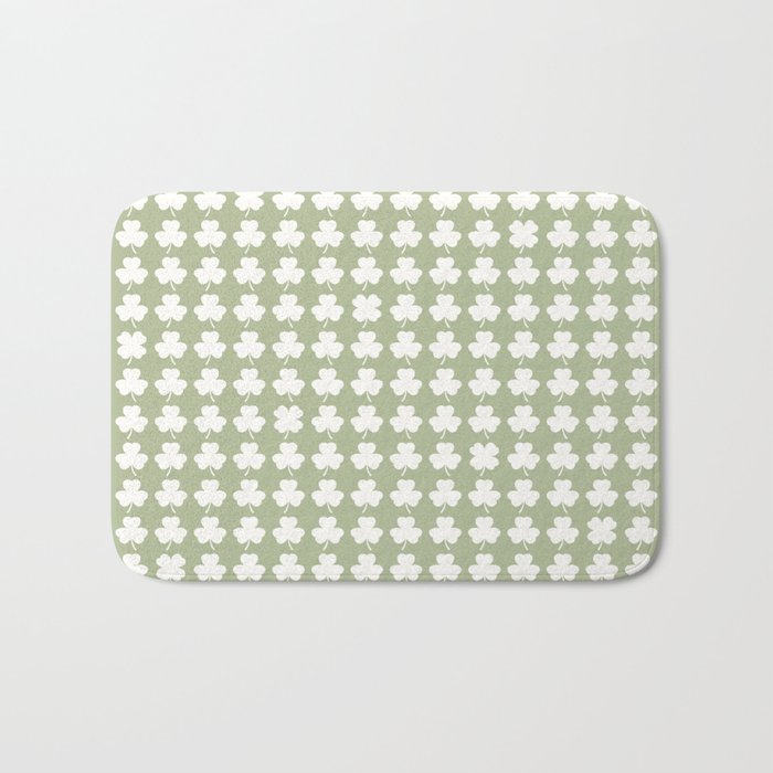 Clovers XXVI Natural Green Botanical Pattern Bath Mat Gallery Image 1