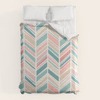 Herringbone Pattern - Cream Coral and Teal Duvet Cover Gallery Image 6