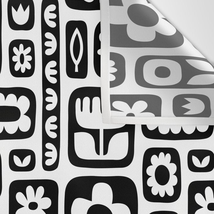 Vintage black and white floral art pattern Wall Tapestry Gallery Image 3