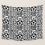 Vintage black and white floral art pattern Wall Tapestry Gallery Image 4