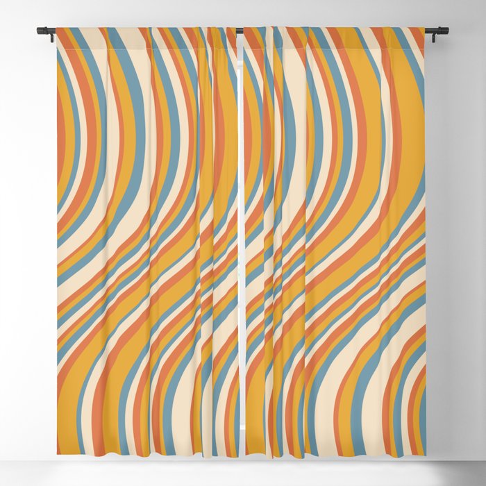 Wavy Stripes XX - Retro Summer Window Curtain Gallery Image 1