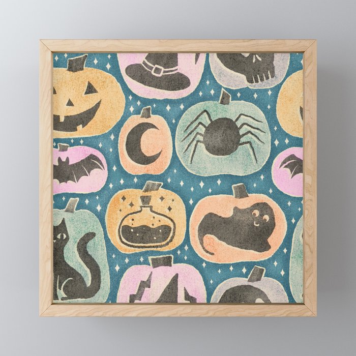 Halloween Pumpkins - dusky pastel  Mini Art Print Gallery Image 1