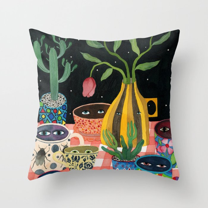 Suspicious mugs 2 Throw Pillow Gallery Image 6