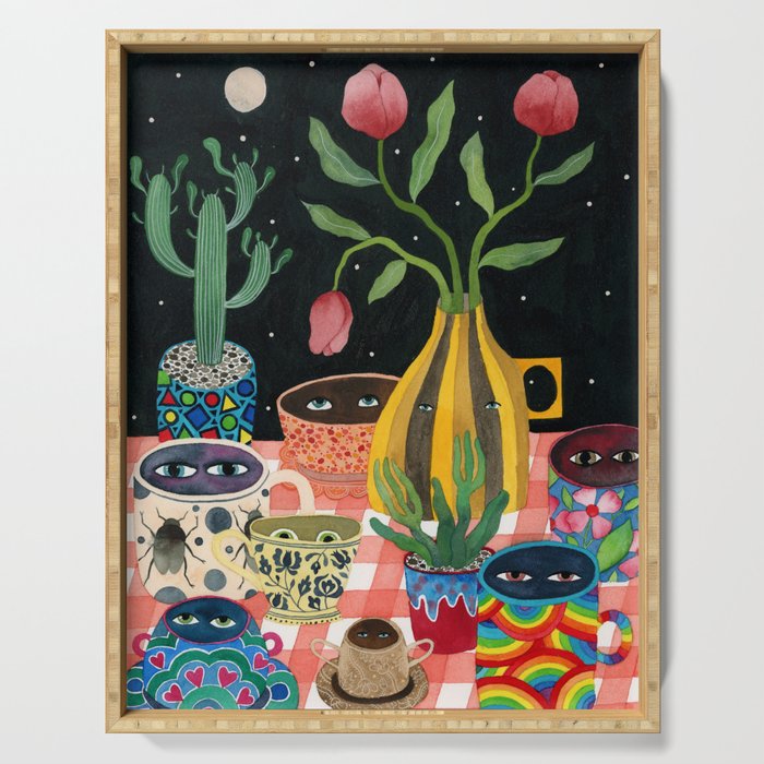 Suspicious mugs 2 Serving Tray Gallery Image 1