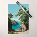 Coastal summer beach Japanese Wall Art Botanical Japandi Wall Art Painting Living Room Decor Wrapping Paper Gallery Image 1