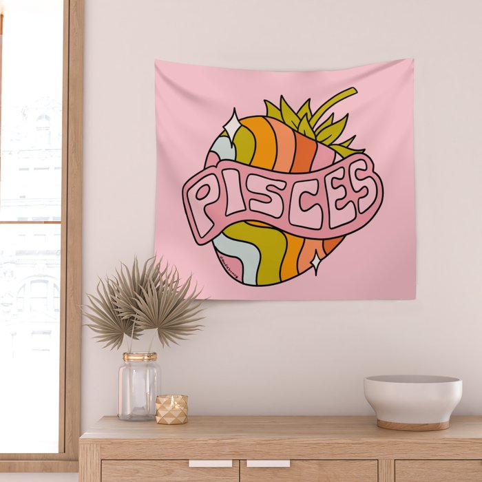 Pisces Strawberry Wall Tapestry Gallery Image 2