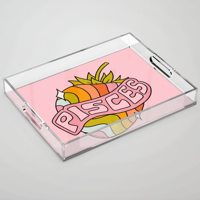 Pisces Strawberry Acrylic Tray Gallery Image 1