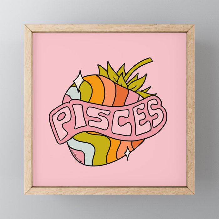 Pisces Strawberry Mini Art Print Gallery Image 1