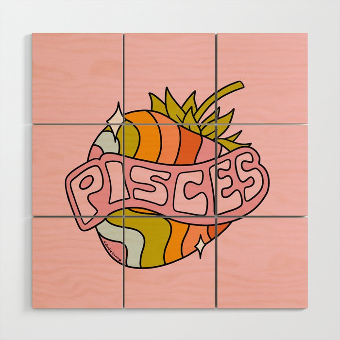 Pisces Strawberry Wood Wall Art Gallery Image 1