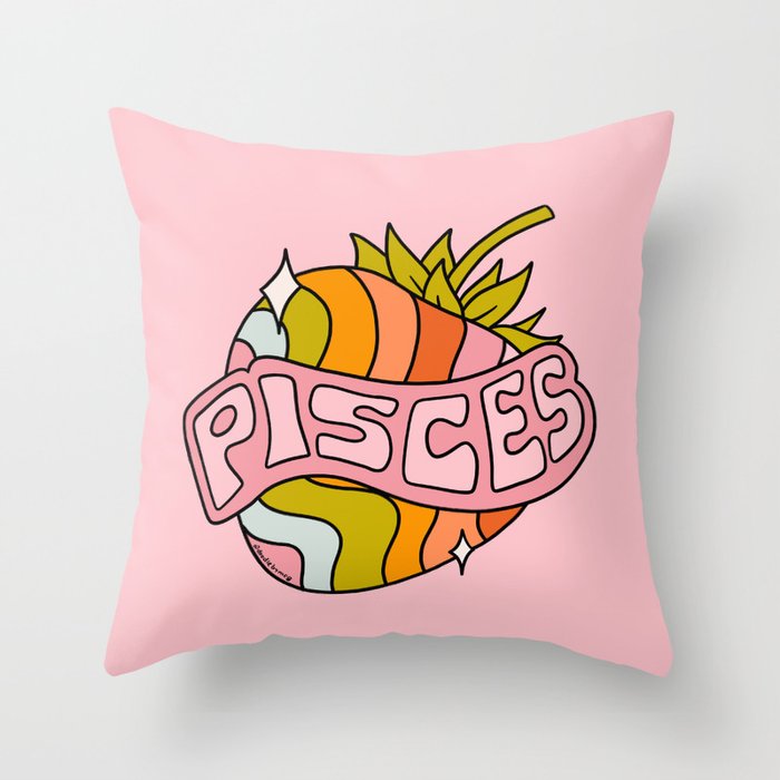 Pisces Strawberry Throw Pillow Gallery Image 6