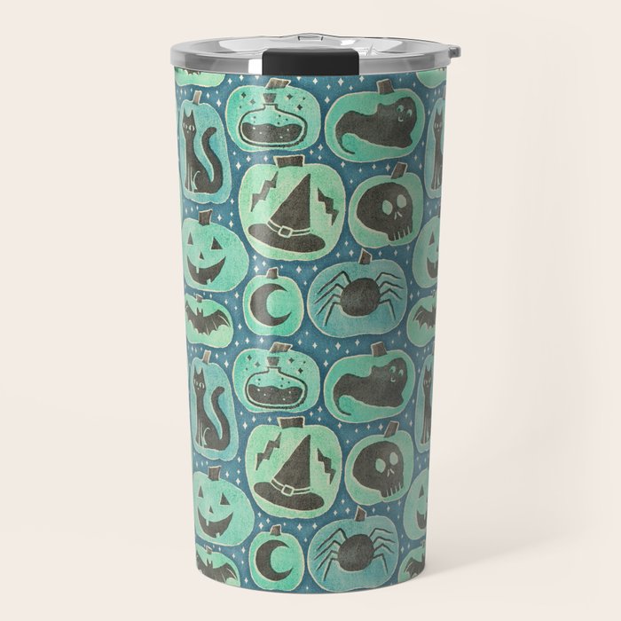Halloween Pumpkins - ghoulish green  Travel Mug