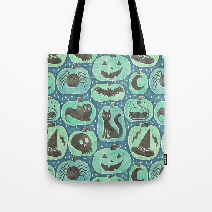 Halloween Pumpkins - ghoulish green  Tote Bag Gallery Image 1