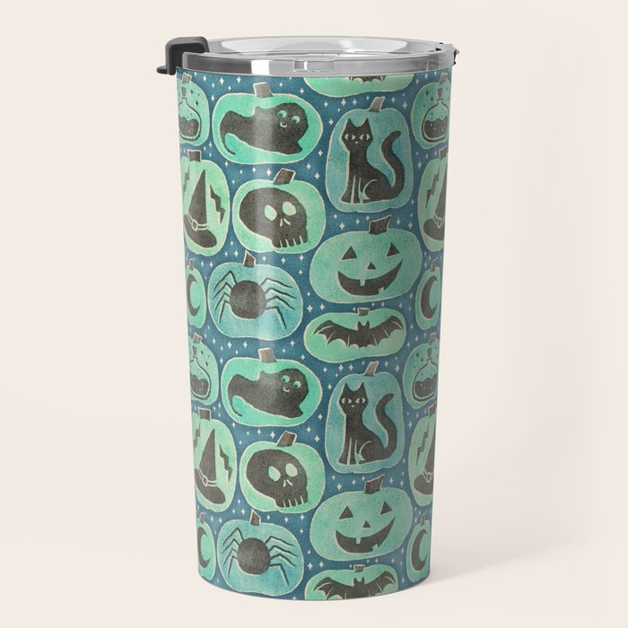 Halloween Pumpkins - ghoulish green  Travel Mug Gallery Image 3