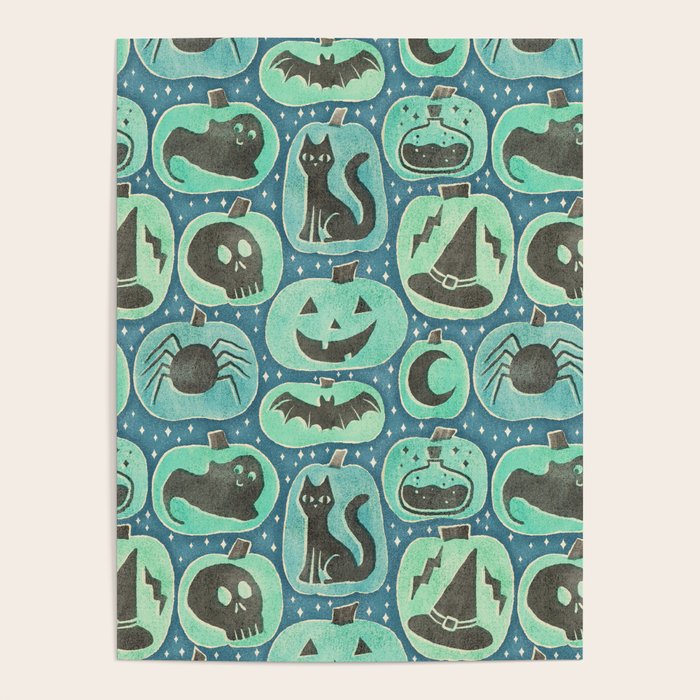 Halloween Pumpkins - ghoulish green  Poster Gallery Image 4