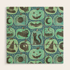 Halloween Pumpkins - ghoulish green  Wood Wall Art Gallery Image 1