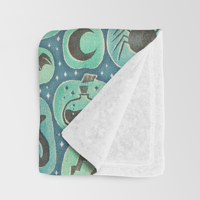 Halloween Pumpkins - ghoulish green  Throw Blanket Gallery Image 3