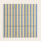 Cottage Stripes and Flowers Pattern in Sky Blue, Yellow, and White Wood Wall Art Gallery Image 1
