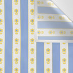 Cottage Stripes and Flowers Pattern in Sky Blue, Yellow, and White Wall Tapestry Gallery Image 3