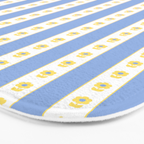 Cottage Stripes and Flowers Pattern in Sky Blue, Yellow, and White Bath Mat Gallery Image 3