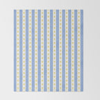 Cottage Stripes and Flowers Pattern in Sky Blue, Yellow, and White Throw Blanket Gallery Image 2