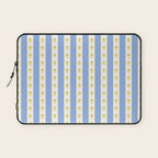 Cottage Stripes and Flowers Pattern in Sky Blue, Yellow, and White Laptop Sleeve Gallery Image 1