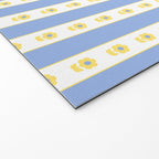 Cottage Stripes and Flowers Pattern in Sky Blue, Yellow, and White Welcome Mat Gallery Image 2