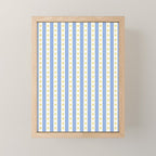 Cottage Stripes and Flowers Pattern in Sky Blue, Yellow, and White Mini Art Print Gallery Image 1
