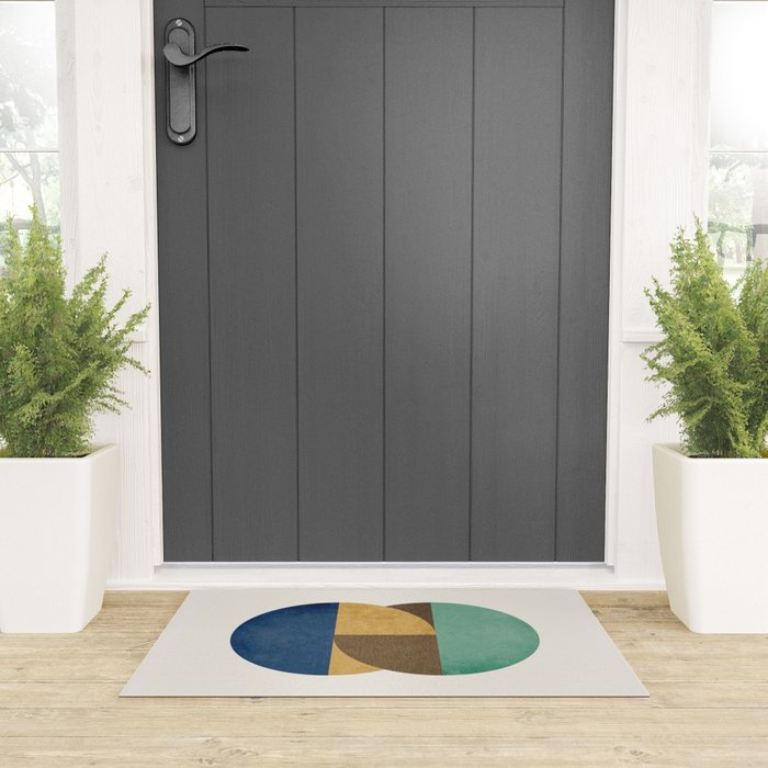 Circle color pieces abstract geometric Welcome Mat Gallery Image 3