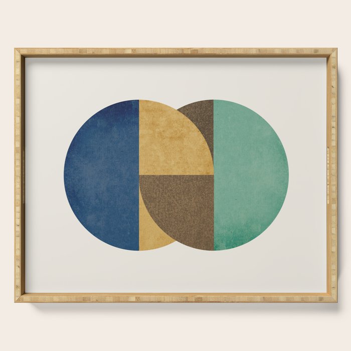 Circle color pieces abstract geometric Serving Tray Gallery Image 1