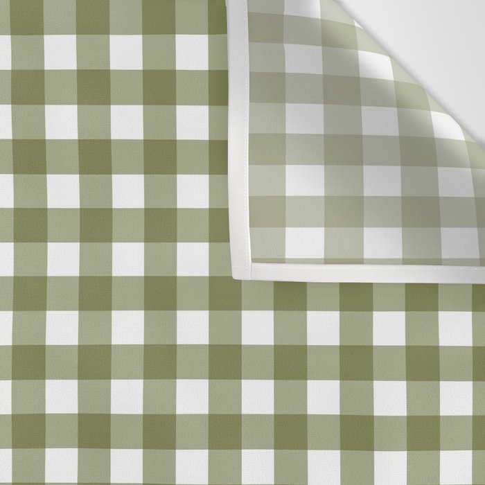 Gingham Check Pattern in Olive Green and White Wall Tapestry Gallery Image 3