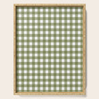 Gingham Check Pattern in Olive Green and White Serving Tray Gallery Image 1