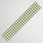 Gingham Check Pattern in Olive Green and White Table Runner Gallery Image 3