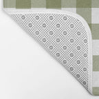 Gingham Check Pattern in Olive Green and White Bath Mat Gallery Image 2