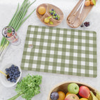 Gingham Check Pattern in Olive Green and White Cutting Board Gallery Image 2
