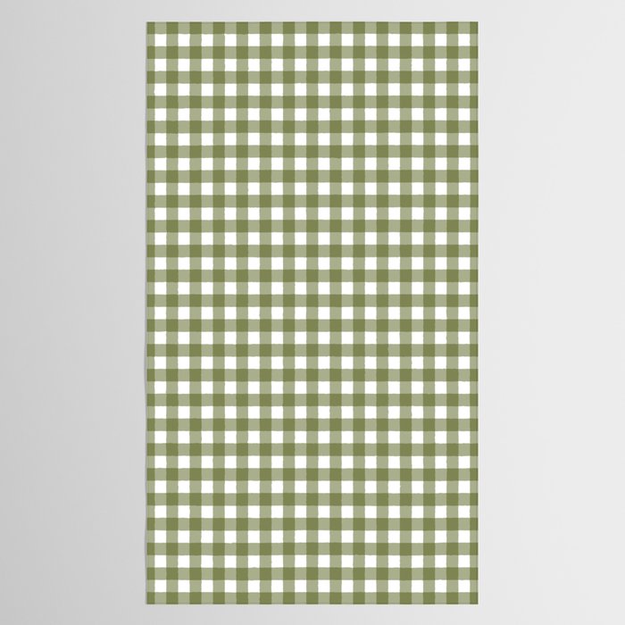 Gingham Check Pattern in Olive Green and White Tablecloth Gallery Image 2