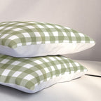 Gingham Check Pattern in Olive Green and White Pillow Sham Gallery Image 3