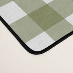 Gingham Check Pattern in Olive Green and White Desk Mat Gallery Image 4