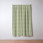 Gingham Check Pattern in Olive Green and White Window Curtain Gallery Image 3