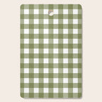 Gingham Check Pattern in Olive Green and White Cutting Board Gallery Image 1