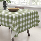 Gingham Check Pattern in Olive Green and White Tablecloth Gallery Image 3