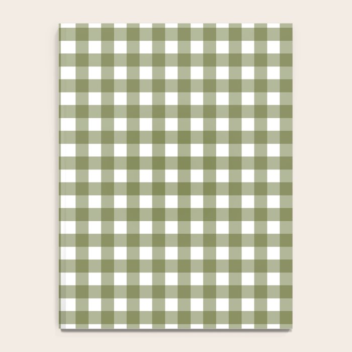Gingham Check Pattern in Olive Green and White Notebook Gallery Image 4