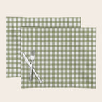 Gingham Check Pattern in Olive Green and White Placemat Gallery Image 1