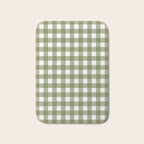 Gingham Check Pattern in Olive Green and White Bath Mat Gallery Image 1