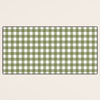 Gingham Check Pattern in Olive Green and White Desk Mat Gallery Image 3