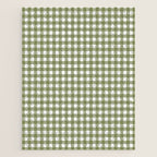 Gingham Check Pattern in Olive Green and White Jigsaw Puzzle Gallery Image 1